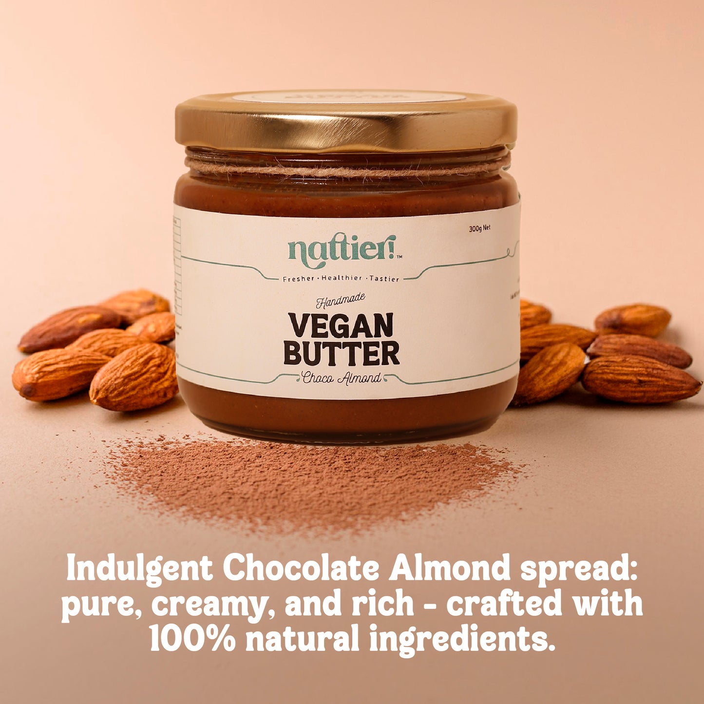 Handmade Chocolate Almond Butter | 100% Pure Ingredients | Vegan | Rich & Creamy | 0% Added Oil | 300g