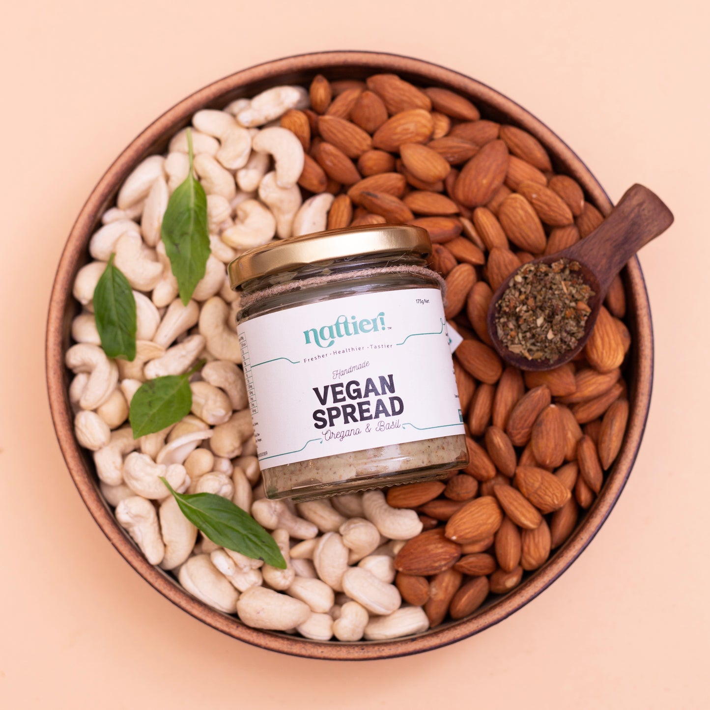 Handmade Vegan Oregano & Basil Spread | No Added Sweeteners | 0% Added Oil | High Protein