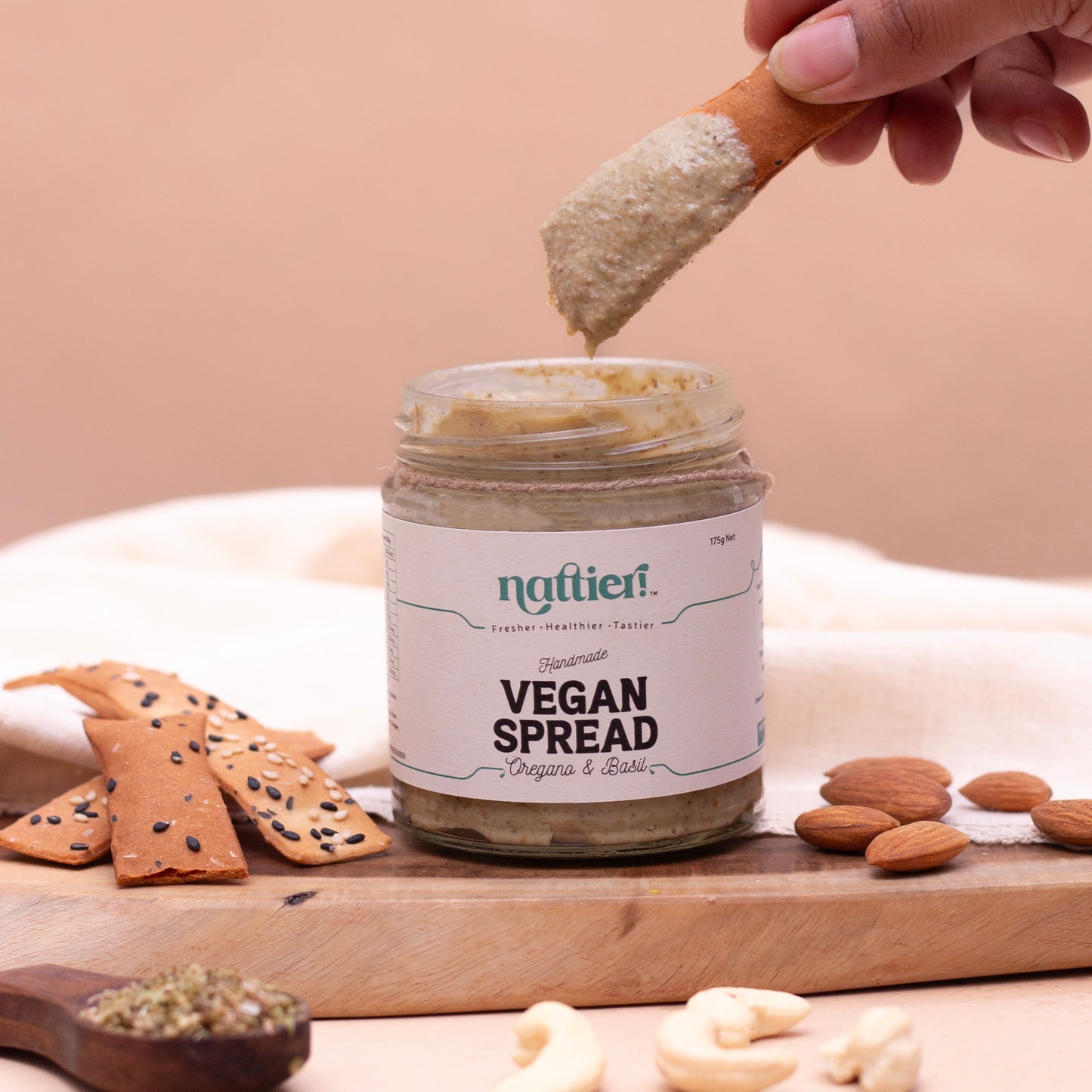 Handmade Vegan Oregano & Basil Spread | No Added Sweeteners | 0% Added Oil | High Protein